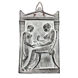 VTG 1996 Igisso Proxenou Greek Stele Plaque Hanging Wall Art Ceramic Santorini